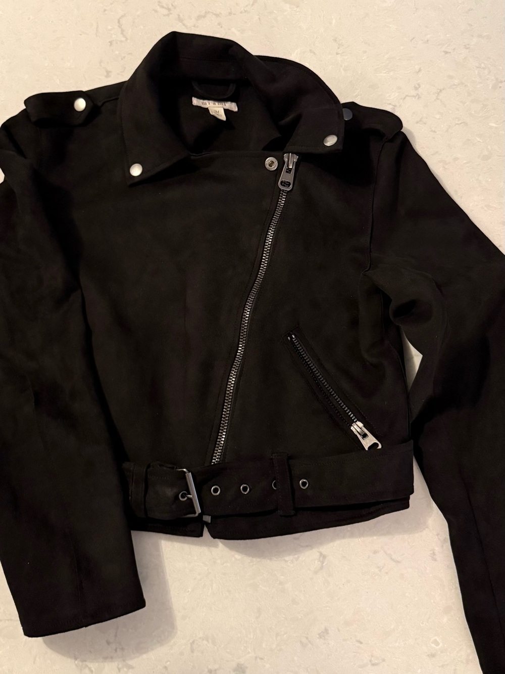 miami Black Suede Biker Jacket